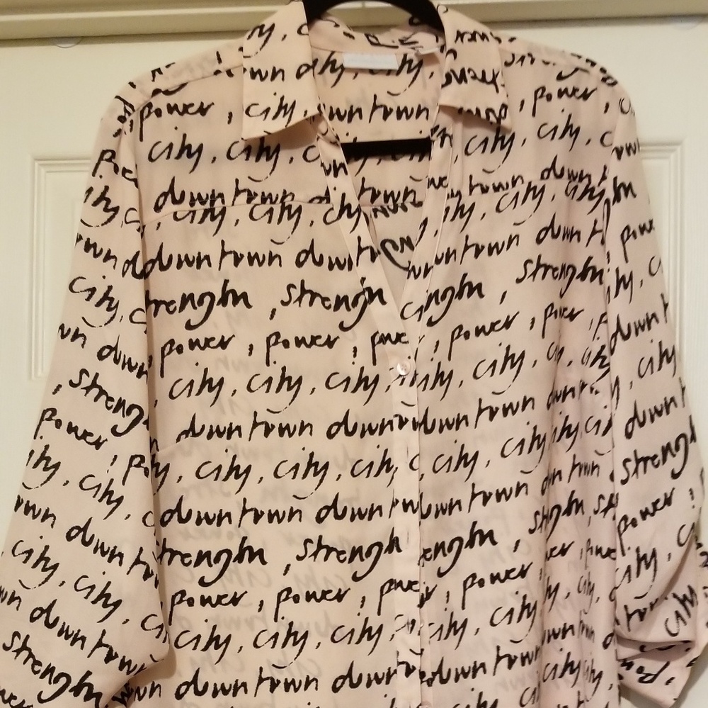 NY&C button down printed dress blouse